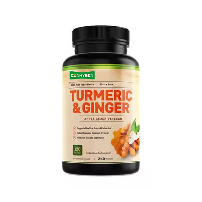 Turmeric And Ginger Supplement Capsules Support Digestive Health 95% Curcuminoids Extract