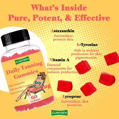 Tanning Gummies Astaxanthin Antioxidant for Enhanced Skin Appearance UV Protection