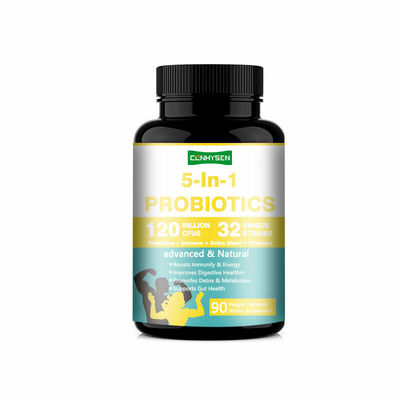 5-In-1 Probiotics Capsules Gluten Free 120 Billion CFUS Regulate Immune Function