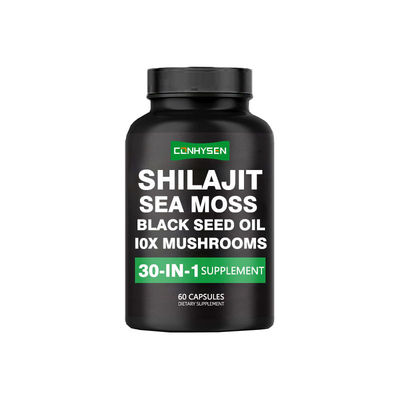 Custom Shilajit Capsules 10X Mushrooms Capsules For Mental Clarity 30 Powerful Ingredients