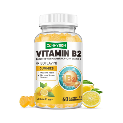 OEM ODM Sugar Free Magnesium Dietary Support Nervous System Vitamin B2 Gummies
