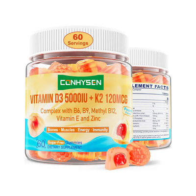 OEM ODM Sugar Free Vitamins Improve Calcium Absorption Vitamin D3 K2 Gummies