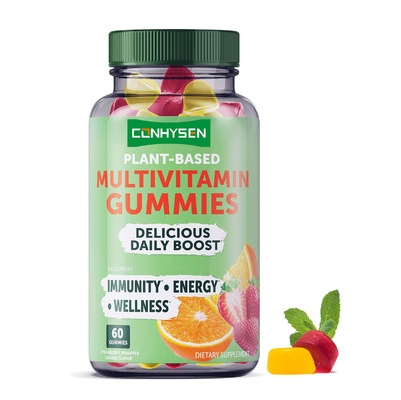 Plant-Based Multivitamin Gummies for Immunity Energy Wellness Support Fruit Taste